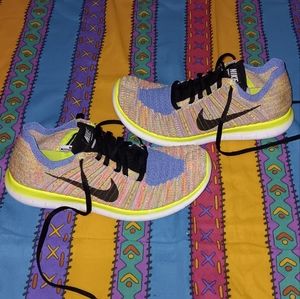 2015 Nike Free Run Flyknit Rainbow Running Shoes Vintage